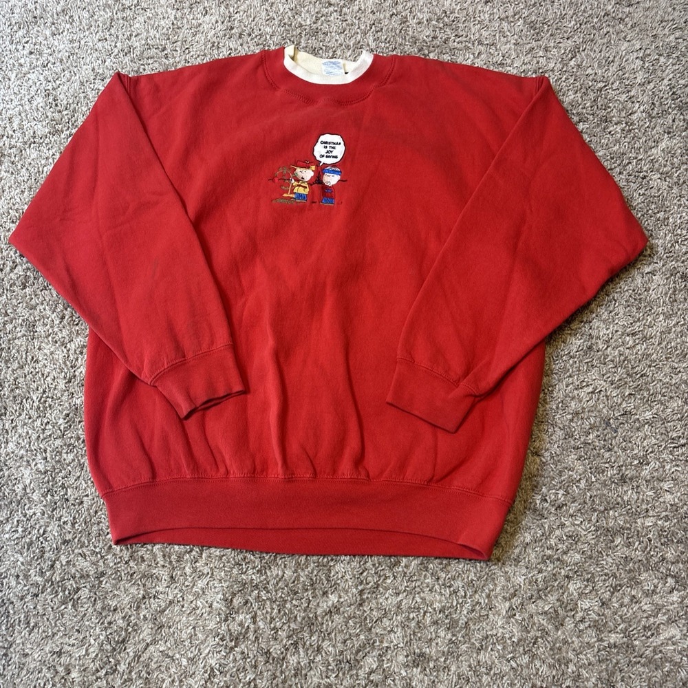 Charlie Brown And Linus Vintage Peanuts Collection Christmas Sweatshirt XL Xmas